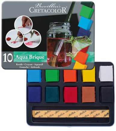 CRETACOLOR Aqua Brique colour block all-round paint, 4en1 tiza, pintura para acuarela - goauche - pintura para aerógrafo, versátil, resistencia a la luz