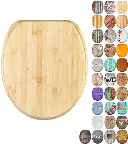 Sanilo WC Sitz ohne Absenkautomatik, einfache Montage, aus Holz, Bambus | Toilettendeckel, hochwertige Oberfläche und stabile Scharniere, inkl. Montagematerial und Videoanleitung