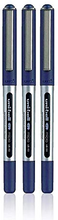 uni-ball Eye Micro UB-150 Fine Rollerball Pen - Blue, Pack of 3