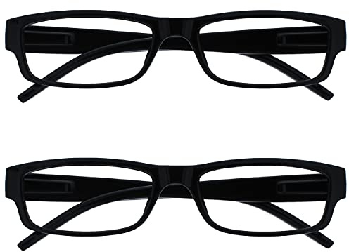 OPULIZE Ace Gafas De Lectura Negro Ligero Cómodo Lectores Valor Pack 2 Hombres Mujeres RR32-1 +1,50