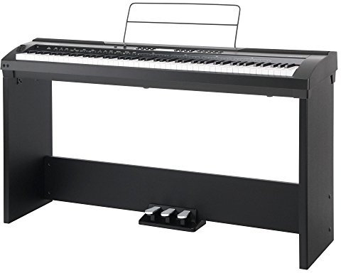 Classic Cantabile SP-150 BK Stagepiano SET inkl. Ständer (88 Soft-Touch Tasten, Anschlagdynamik, MIDI, USB, Aufnahme- & Begleitfunktion, inkl. Notenständer, Netzteil, Unterbau, Pedaleinheit) schwarz
