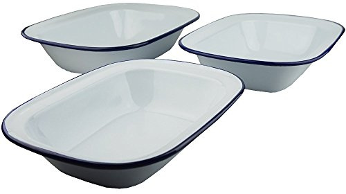 Falcon Enamel Bakeware Set of 3 Oblong Pie Dishes - 28cm, 30cm, 32cm