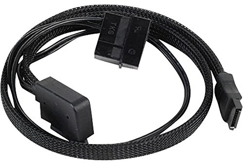 SilverStone SST-CP10 - Adapter Kabel Slimline SATA zu SATA, um 90° abgewinkelte Anschlüsse, schwarz gesleevt
