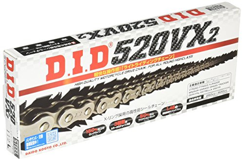 DID 520 VX2 Cadena para motocicleta, 112 eslabones (X-ring), con cierre de remaches