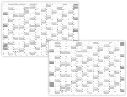 XL Wandkalender DIN A1 2026 + 2027 (grau2) große Tageskästchen (Kalender werden gerollt versendet)
