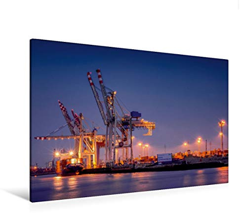 Premium Textil-Leinwand 120 x 80 cm Quer-Format Hamburg Hafen | Wandbild, HD-Bild auf Keilrahmen, Fertigbild auf hochwertigem Vlies, Leinwanddruck von Carina Buchspies