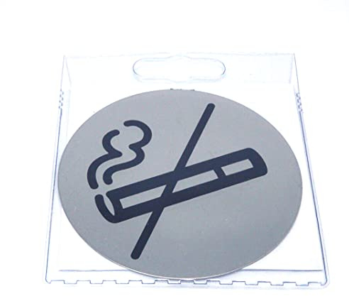 Durable Hinweisschild Picto Rauchen verboten, 83 mm, silber, 491123 | Edelstahl Türschild rund, Nichtraucherzone Kennzeichnung, inkl. Klebepad, kratzfest, für glatte Wände