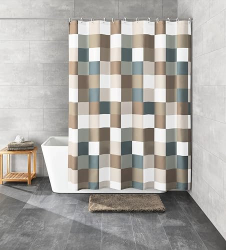Kleine Wolke Check Duschvorhang, Polyester, Braun, 180 x 200 cm