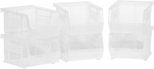 Akro-Mils 30210 AkroBins Plastic Storage Bins, Space-Saving Stackable Bins for Garage, Pantry, Craft Organization, 13.7 cm x 10.5 cm x 7.6 cm, Clear, 6-Pack