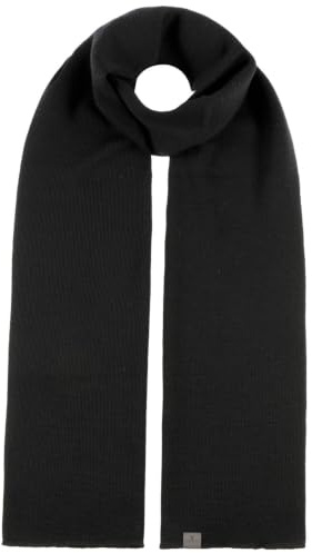 LIERYS Fine Strickschal aus Merinowolle Damen/Herren - Schal Made In Germany - Herrenschal Herbst/Winter - Winterschal schwarz