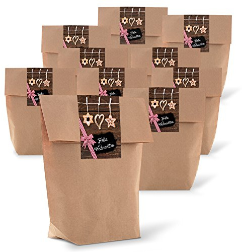 Logbuch-Verlag 25 Geschenktüten Frohe Weihnachten Papierbeutel 14 x 22 x 5,6 cm für Kunden Mitarbeiter Freunde für eine Kleinigkeit verpacken