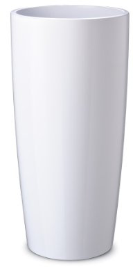 Floralo Teramo hoch Übertopf 35cm Durchmesser x 70cm hoch weiß, hochglänzend, mit herausnehmbarem Topfeinsatz,