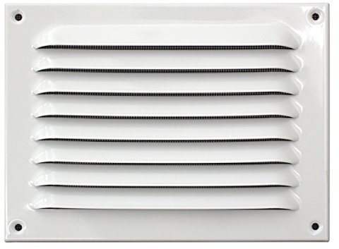 Upmann 54611 Wetterschutzgitter Alu 200x150 mm weiß mit Fliegenschutz, 1 Stück