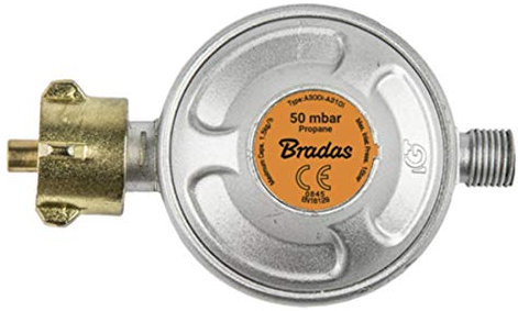 Propangasanschluss (Druckminderer) 50mbar mit Außengewinde 1/4 (Zoll)