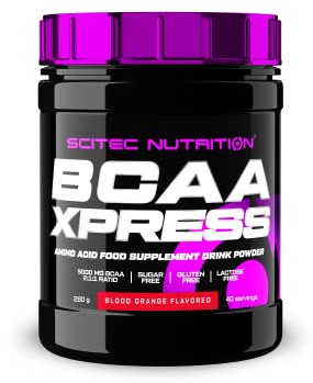 Scitec Nutrition BCAA Xpress, senza zucchero, glutine e lattosio, 5 g di BCAA puri, recupero e crescita muscolare, rapporto aminoacidi 2:1:1, aromatizzato e facile da miscelare, 280 g, Arancia rossa