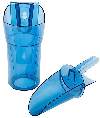 San Jamar Saf-T-Scoop Ice Scoop with Storage Caddy for Kitchens, Restaurants, And Fast Food, Plastic, 20 To 24 Ounces, Blue