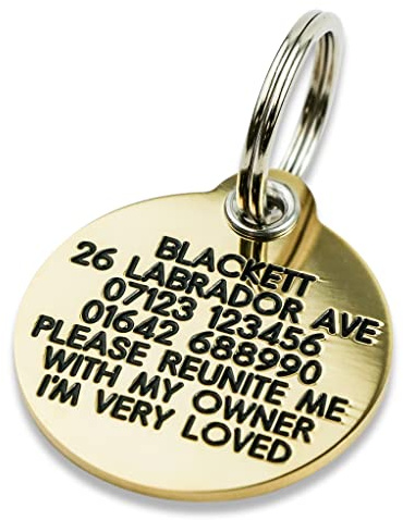 Brass Dog Tag 33mm Reinforced – Deep Engraved Both Sides