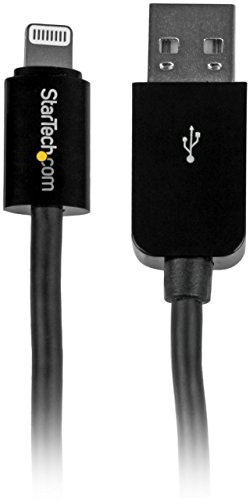 StarTech.com USBLT3MB 3 m (10 ft) Long Black Apple 8-Pin Lightning Connector to USB Cable for iPhone/iPod/iPad, Charge and Sync Cable
