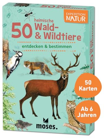 moses. Expedition Natur - 50 heimische Wald- und Wildtiere, Entdeckerkarten zur Bestimmung von Tierarten, Outdoor-Spielzeug für Kinder ab 6 Jahren
