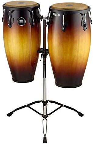 Meinl Percussion Headliner Conga Set - Handtrommel Set 11 Zoll und 12 Zoll - Büffelfell - Inkl. doppelstrebigen Ständer - Siam Eiche, Mehrfarbig (HC812VSB)