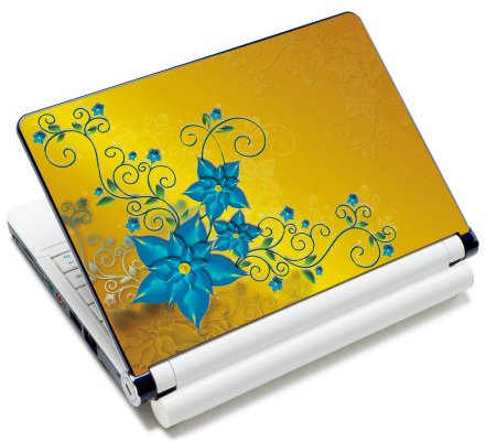 wortek Universal Notebook Skin für Laptops, Ultrabooks & Netbooks bis ca. 10,2 Zoll - Blumen Gelb Blau