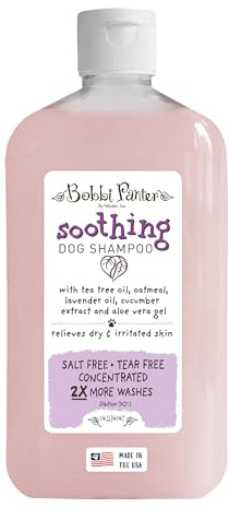 Bobbi Panter Soothing Dog Shampoo Tea Tree, Lavender, Cucumber & Oat Protein – Natural Formula for Sensitive Skin & Irritation Relief, Tear-Free, 30:1 Concentrate, Made in USA, 14 oz