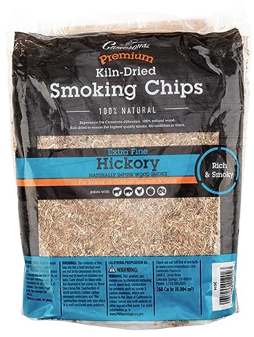 Camerons All Natural Extra Fine Hickory BBQ Wood Chips - 260 Cu. In. Bag, Approx 2 Pounds- Kiln Dried Sawdust Shavings for Cocktail Smoking Guns, Smokers, Smoke Boxes - Barbecue Grilling Gifts for Men