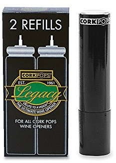 Cork Pops Wine Bottle Opener Refill Cartridges 2 Per Box- Eco-Friendly Low-Pressure, Fits All Cork Pops Models Opens 60-80 Bottles Per Cartridge 1 Box