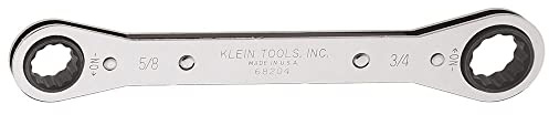 KLEIN TOOLS 68204 Ratcheting Box Wrench, Made in USA, 5/8-Inch x 3/4-Inch with Reverse Ratcheting and Chrome Plated Finish