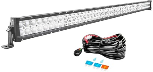 AUXTINGS 52 Zoll 300W Led Arbeitsscheinwerfer Zusatzscheinwerfer Flutlicht Reflektor Spotlight Combo 6000K Scheinwerfer Arbeitslicht Offroad Auto SUV UTV ATV Mit Kabelbaum 12V IP67