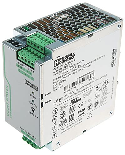 PHOENIX CONTACT QUINT-PS/1AC/24DC/10 (2866763), DIN Rail MOUNTING, Input: 2.8-1.2 AMP 1 Phase 100-240 VAC 50/60 HZ, Output: 10 AMP 24 VDC, Power Supply, Screw Connection