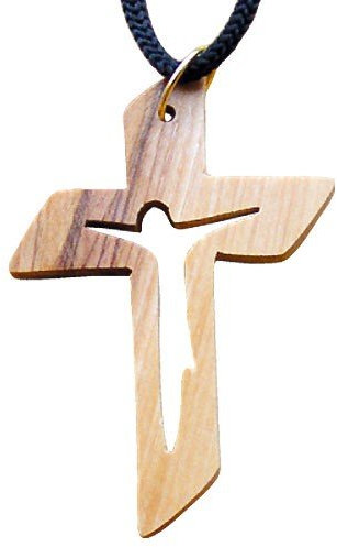 Junker Kirchenbedarf Croix Pendentif en Bois d'olivier Ht 5cm - Corps du Christ ajouré - Croix d'aube fabriquée à Bethléem