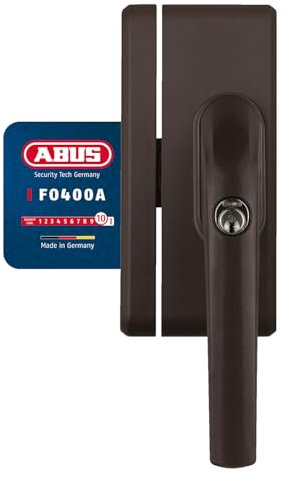 ABUS Fenstergriff-Schloss FO400A AL0145 - Fenstergriffsicherung mit Zusatzschloss und Alarmfunktion, gleichschließend - ABUS-Sicherheitslevel 10 - 33276 - Braun