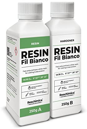 Resina Poliuretanica Bianca 1:1 Indurimento Rapido FIL BIANCO (500 gr) | Finitura Perfetta,Ideale Per Creazioni In Resina, Decorazioni, Bijoux E Progetti DIY