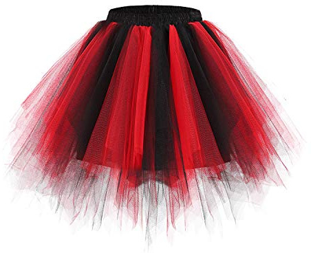 Bridesmay Dam Tutu-kjol 2024 50-tal, vintage balettbubbla danskjolar för cosplay fest, Z-svart röd, M
