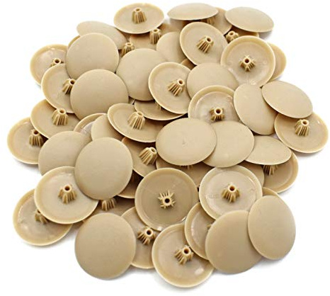 Snap-On Two Piece Bifix Cover Caps to Use with Phillips Ph2 & Pozidrive Pz2 Pozi Screws - Pack of 50 Biffix Covers : Beige