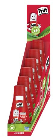 Pritt Alleskleber, schnell trocknender Kleber mit einfacher Anwendung, lösemittelfreier Flüssigkleber für Kinder, transparenter Bastelkleber für viele Bastelmaterialien, 6x100g