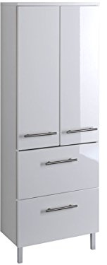 möbelando Midischrank Seitenschrank Hochschrank Badezimmerschrank Badschrank weiß Parma