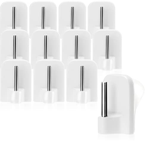 com-four® 12x selbstklebende Gardinenhaken für Gardinenstangen, Vitragestangen Zubehör Sets - Klebehaken für Fenster, Fensterhaken - weiß