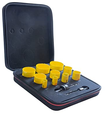 Starrett Plumbers Holesaw Kit - 10 Piece Deep Cut Hole Saw Set with 2x Arbors - KDC10022