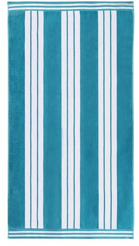 Superior Collection Serviettes de Plage luxueuses en Coton peigné Jacquard Rayures Turquoise Cabana surdimensionnées