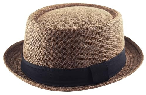 Vuxen Pork Pie Trilby Fedora Jute Hessian känsla hatt band unisex (Breaking Bad Heisenberg-stil)