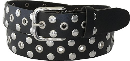 Harrys-Collection Nietengürtel 3 cm Echtleder, schwarz, BW: 85 | 100% Rindleder, rockiger Biker Look, ca. 3 cm Breite, robuste Qualität Made in Germany, Jeansgürtel für Herren und Damen