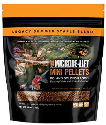 MICROBE-LIFT MLLMPSM Mini Floating Fish Food Pellets for Ponds, Water Gardens, and Fountains, for Small Live Goldfish and Koi, 12 Ounces