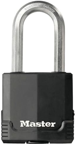 Master Lock M515EURDLHCC Candado Seguridad Llaves Acero Laminado y Antióxido Exterior, Arco Largo + Estanco + Contra la corrosión, Adecuado para Portales, Garages, Sótanos, plateado, 54 mm