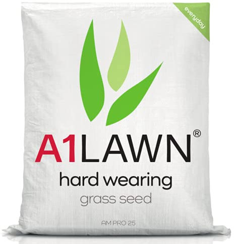 A1 Lawn, Hard Wearing Grass Seed - Durable & Fast Growing Lawn, Pet & Child Friendly, DEFRA Certified, 15kg