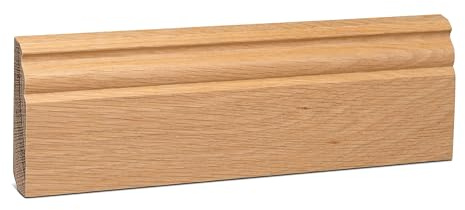 KGM Hamburger Sockelleiste Massivholz - Eiche, 2400 x 22 x 96 mm, 1 Stück | Fußleiste, lackiert, geeignet für Vinyl/PVC, Laminat, Parkett, für alle Wohnräume