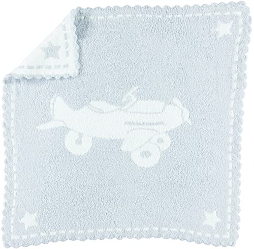 Barefoot Dreams CozyChic Scalloped Baby Receiving Blanket - Blue & White 30x 32
