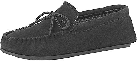 Mens Real Suede Leather Moccasins with Hard Wearing PVC Sole