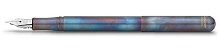 Kaweco LILIPUT Füllhalter Fireblue I Exklusiver Edelstahl Füllfederhalter für Tintenpatronen inklusive Retro Metallbox I Füller 12,5 cm I Federbreite: B (Breit)